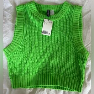 Green Cropped Knit Top